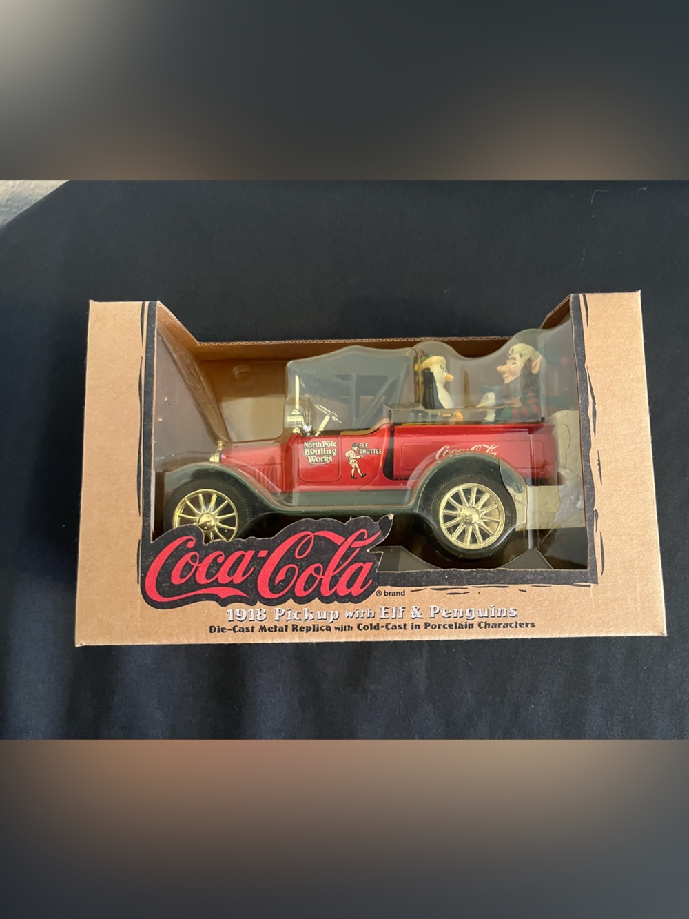 Vtg Brand New Original Box Coca Cola Red 1918 Pickup Truck Toy with Gold Wheels
